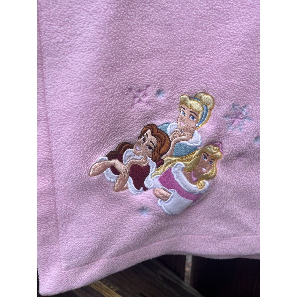 Vintage Disney Store Princess Embroidered Fleece Blanket Throw
